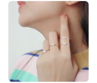 Minimal Styled Crystal CZ Gold Plated Silver Ring NSR-2802-GP